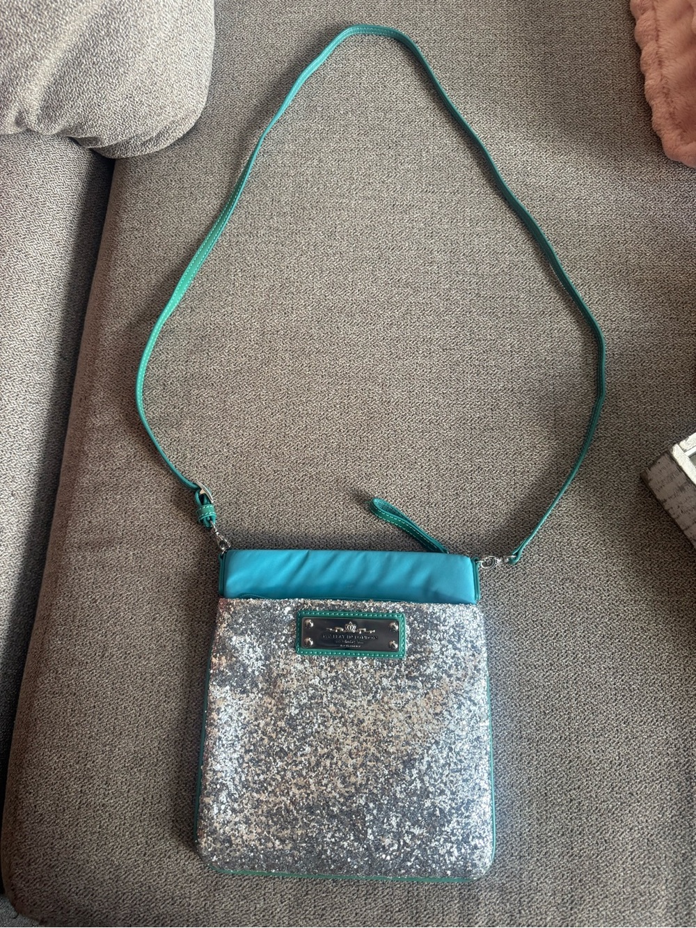 My Flat in London Teal and Silver Sequin Crossbody Bag